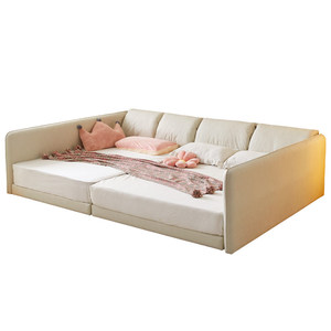 Cama de tela, Cama acolchada, Cama tatami, Cama de princesa para dormitorio, Cama infantil, Cama combinada para dormitorio principal, Cuna para bebé - Product Image 6