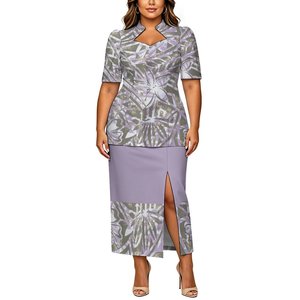 Completo Puletasi Polinesiano Tribale con Stampa Estiva Traspirante in Poliestere Vestibilità Ampia con Motivi Tonga Personalizzati Samoa, Abbigliamento Donna Taglie Forti - Product Image 4