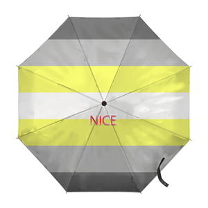 Parapluie pliable personnalisé avec drapeau Deminonbinary, couleurs arc-en-ciel gay, idéal pour les foires de rue et les visites guidées - Product Image 1