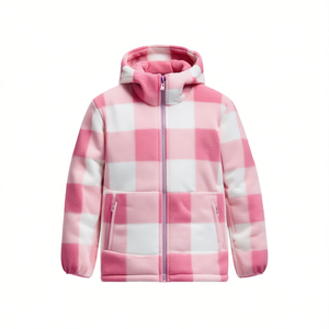 Chaqueta de Forro Polar con Capucha para Niñas, Estampado Digital, 300g, Poliéster, Cierre de Cremallera, Transpirable, Ropa de Esquí - Product Image 1