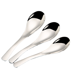 Cucharas de sopa chinas de acero inoxidable de estilo moderno, cuchara de Metal para arroz, sopa, café y postre - Product Image 3