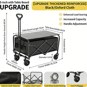 5 Inches Portable Picnic <strong>Trolley</strong> Telescoping Handle Camping Foldable <strong>Small</strong> Cart 89.5*51*55cm Outdoor Activities - Product Image 6