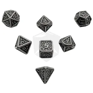 Metal Rpg Custom Logo Kerkers En Draken Veelvlakte Dnd Gemengde Kleur Dobbelstenen 7 Stks/set