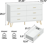 Commodes modernes à 6 tiroirs, commode de rangement pour salon, couloir et entrée