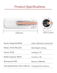 Bidé Portátil Recargable Eléctrico Musulmán, Rociador <span class=keywords><strong>de</strong></span> Mano, Resistente al Agua IPX6, para Baño, Exteriores e Higiene Personal - Product Image 6