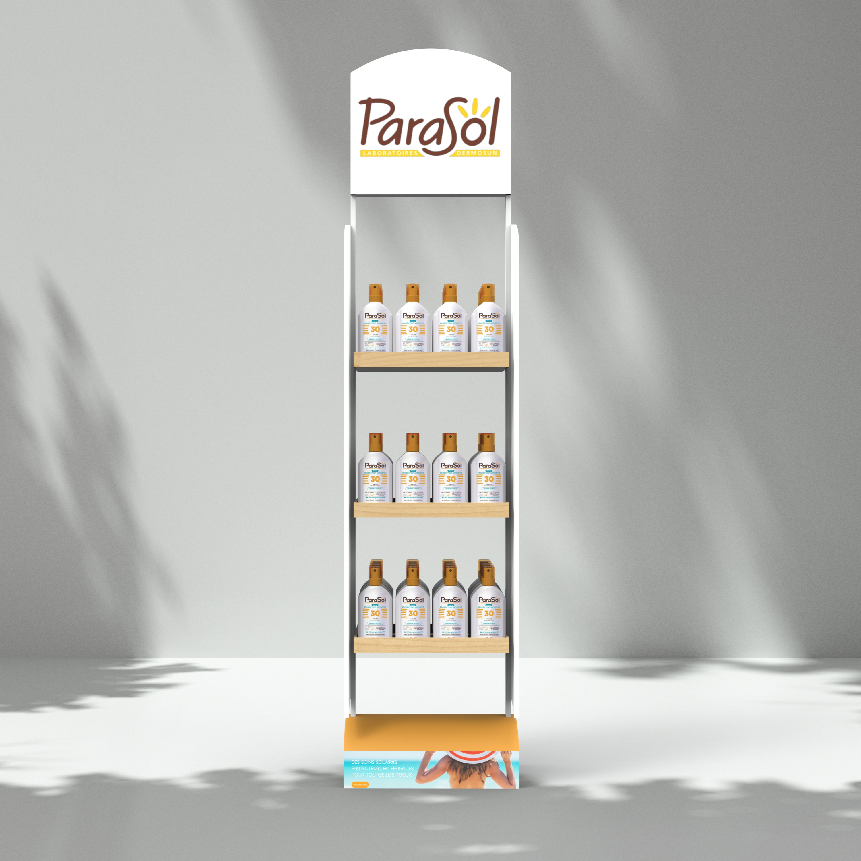 Apache Custom Metal Double-Side Skincare Display Stand for Beauty Store, Supermarket Shelves for Sunscreen,creams