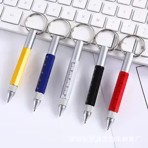 2021 חדש טק כלי עט בקנה מידה שליט ballpen מתכת keychain עט עם stylus