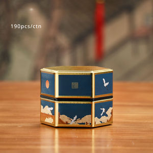 Hộp thiếc đựng quà cao cấp 80*80*150mm, hộp đựng bánh quy kim loại tùy chỉnh hình lục giác có nắp - Product Image 4