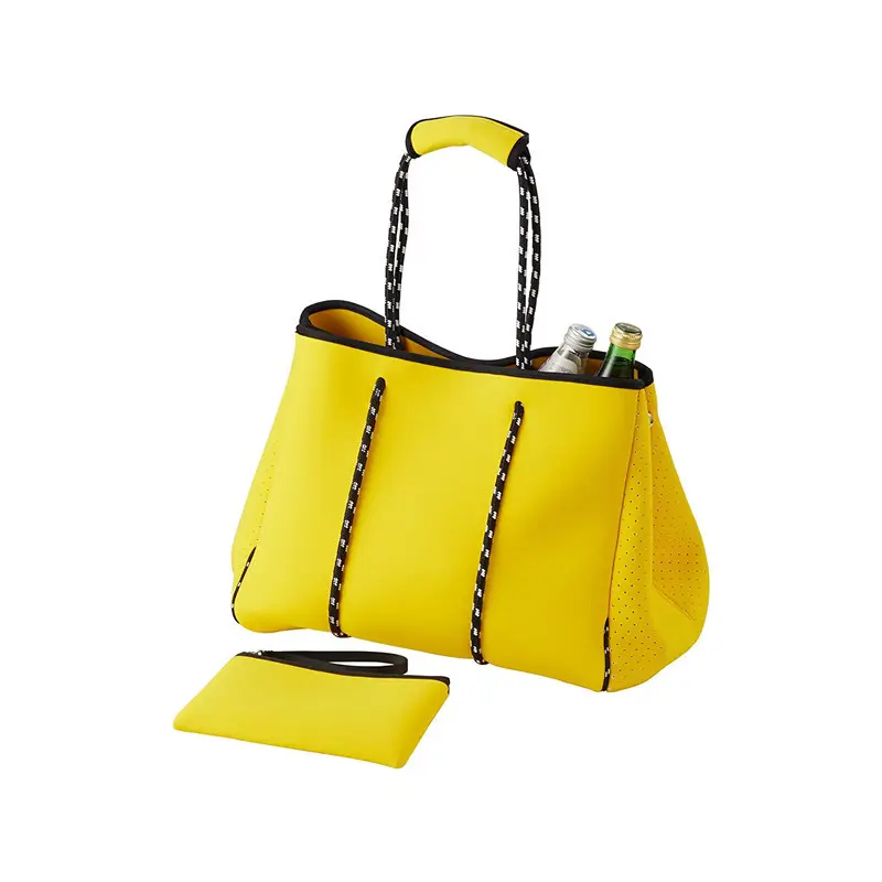 Beach bag Waterproof breathable shoulder handbag neoprene Perforated Large yellow summer beach tote bags for women