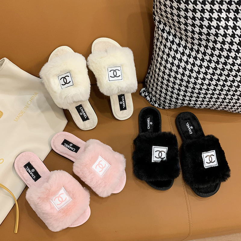 Daily Fur Slippers Cozy Shoes Women 3 Colors cc Winter Women's Flats With Fluffy Plush