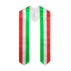Estola de satén con bandera nacional italiana personalizada con faja de graduación universitaria bordada para uso escolar - Product Image 1