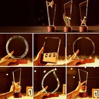 Nouveau Trophée LED en Cristal, Plaque Lumineuse en Bois, Récompense d'Autorisation d'Agent, Panneau de Franchise Haut de Gamme, Cérémonie de Remise des Prix, Vente Flash