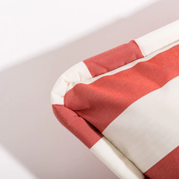Coussin carré d'extérieur moderne à rayures rouges et blanches, grand coussin décoratif pour chaise longue de piscine