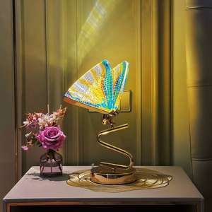 <span class=keywords><strong>Belle</strong></span> lampe papillon Lampe de table vintage Style Tiffany Vitrail LED Lampe nordique moderne personnalisée E26 Interrupteur Contrôle - Product Image 6