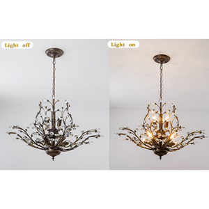 SKD Sunsir 8-Light Vintage Crystal Pendant Branch Iron Chandelier con control remoto Kitchen Island Farmhouse Porch Lighting - Product Image 6