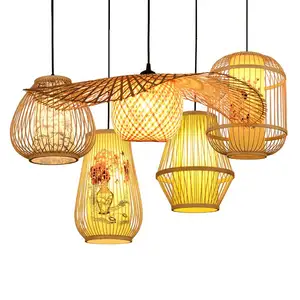 Lampadaire avec abat-jour en osier, lampe suspendue en bambou faite à la main, luminaires de plafond modernes, lampes de sol en rotin tissé