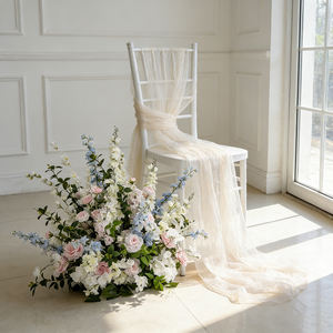 Decoración Floral Artificial de Seda para Pasillo de Boda con Caminos de Flores Realistas en Rosa y Azul para Escenario y Pasarela - Product Image 1