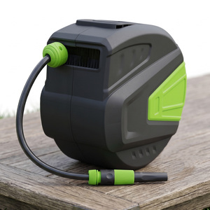 VERTAK 20M Automatic Rewind Plastic PVC Hose Reel Any Length Lock Retractable Garden with Spray Nozzle Swivel <b>Bracket</b> - Product Image 1