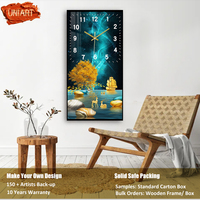 UNIART kualitas Nordic 3D kristal porselen dipasang di dinding jam diam seni dinding dekorasi gantung kanvas cetak karya seni gantung dinding