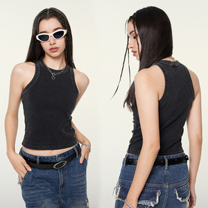 เสื้อกล้ามผู้หญิงคอลเลคชั่นฤดูร้อนใหม่ ผ้าฝ้ายทอคุณภาพสูง ทรงเข้ารูป สไตล์วินเทจ ล้างทำความสะอาดได้ เป็นมิตรต่อสิ่งแวดล้อม คอกลม พิมพ์ลายแบบรีดร้อน - Product Image 1