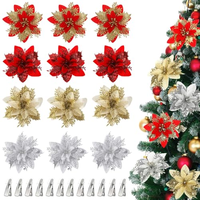 Fleurs artificielles multicolores pour l'intérieur et l'extérieur, décorations florales pour arbre de Noël, fleurs décoratives de Noël