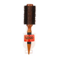 Custom logo <strong>Best</strong> <strong>Selling</strong> Wooden Handle Curly Round Nylon <strong>Boar</strong> <strong>Bristle</strong> <strong>Hair</strong> <strong>Brush</strong> for Barber Shop Detangling <strong>Hair</strong> Comb