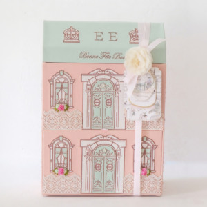 Màu Hồng đôi giấy trượt ngăn kéo hộp lưu trữ lật Đồng hồ trang sức bao bì nhà hình hộp quà tặng với hoa ruy băng trang trí - Product Image 1