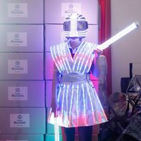 Costumes de robot lumineux à LED pour DJ, scène, bar, club, spectacle, fête pour Halloween, Noël, Nouvel An
