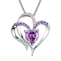BOJOR - Purple Heart Cubic Zirconia Pendant for Women and Girls