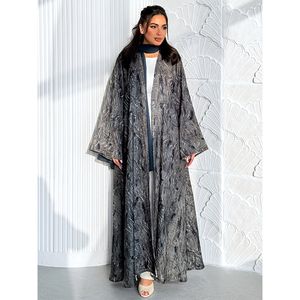 2026 ODM New Product Shimmer Jacquard Open Style Wide Sleeve Modest Maxi Muslim Abaya - Product Image 1