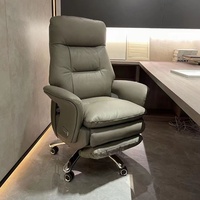 Chaise de bureau en cuir inclinable électrique confortable entreprise à domicile moderne grande chaise de président de bureau siège en cuir véritable
