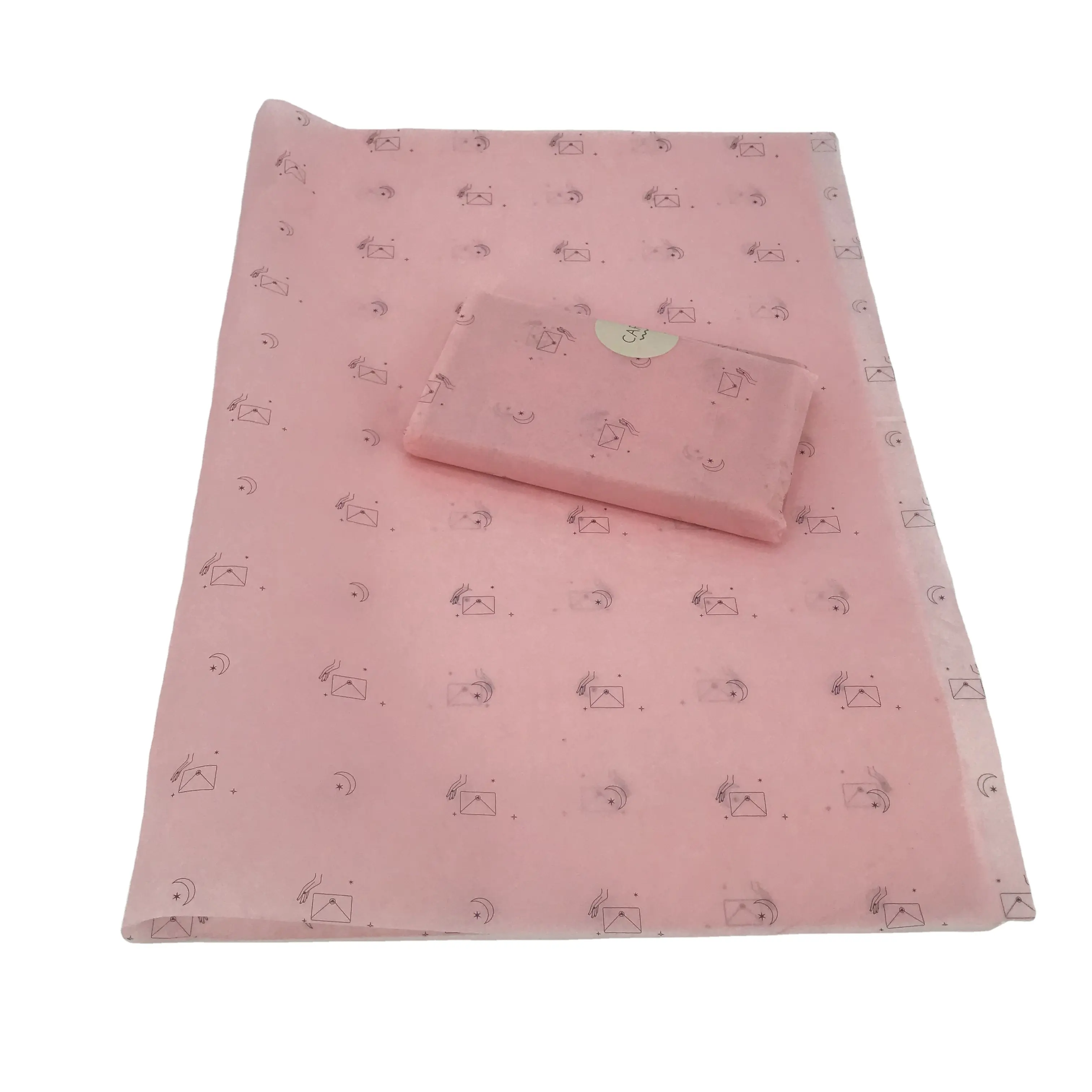 사용자 정의 인쇄 라이트 핑크 문 스타 조직 포장지 의류