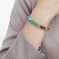 Bracelet extensible bohème unisexe en acier inoxydable avec chaîne, perles et strass en cristal, fait main, tendance, idéal pour un cadeau