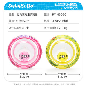 Brassard gonflable pour enfants SwimBoBo, double airbag, motif licorne rose, pour piscine et parc aquatique - Product Image 4