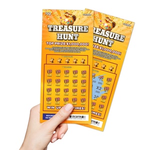 Fabricant de billets de loterie Impression numérique Cmyk Jeu de <span class=keywords><strong>chasse</strong></span> <span class=keywords><strong>au</strong></span> <span class=keywords><strong>trésor</strong></span> Loterie Scratch Revêtement de couleur <span class=keywords><strong>à</strong></span> gratter personnalisé - Product Image 1