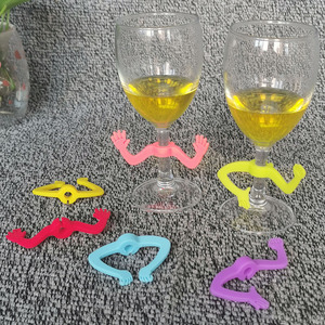 Reusable Silicone Glass Marker 6pcs Set Hand Silicone Drink Wine Beer Glass Markers Charms Tags - Product Image 2