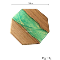 Sous-verre en résine avec motif hexagonal, accessoires de table YINHAO, sous-verre en bois de noyer et résine