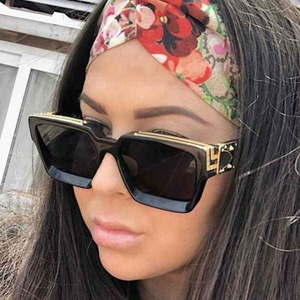 BSM Retro European American Cross-border Square <b>Large</b> <b>Frame</b> Full Rim Black Sunglasses UV400 High-End Fashion Unisex - Product Image 3