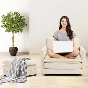 Sillón de pana blanco moderno con sofás otomanos para sala de estar <span class=keywords><strong>tapizados</strong></span> sofá de tela de un asiento silla decorativa - Product Image 5
