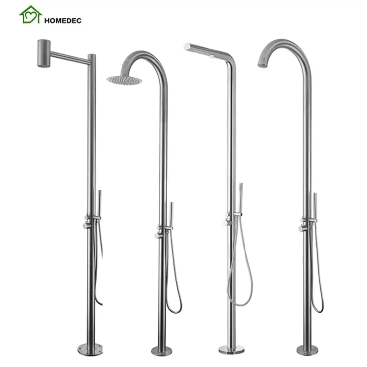 Stainless Steel Chrome Freestanding Beach Garden Swimming Pool Stand Outdoor Pool Column shower