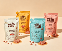 Pochette personnalisée en plastique laminé refermable à fermeture éclair, découpée sur mesure, pour sachets de nourriture humide, friandises et sauces pour chats