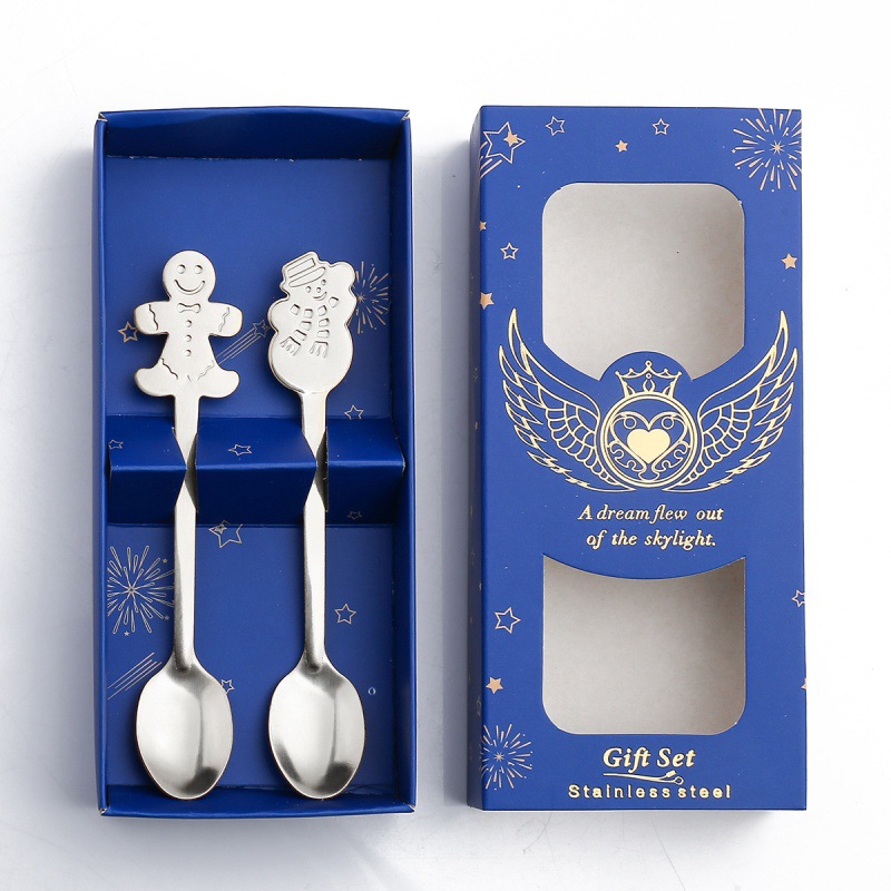Blue box silver spoon-gingerbread snowman