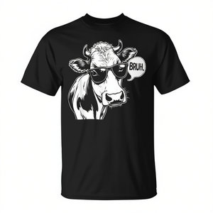 Camiseta de manga corta con estampado digital de Cow Meme Slang para adultos, unisex, con cuello redondo - Product Image 2