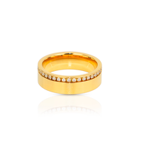 Chris april Acier Inoxydable 316L PVD Or 6mm Largeur Gourde Glacé Chaîne Zircon Chunky Anneau Bijoux pour Femmes