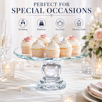 Support à gâteau en cristal K9, socle transparent à facettes de 10,7 pouces pour la présentation de desserts lors de mariages, anniversaires et goûters