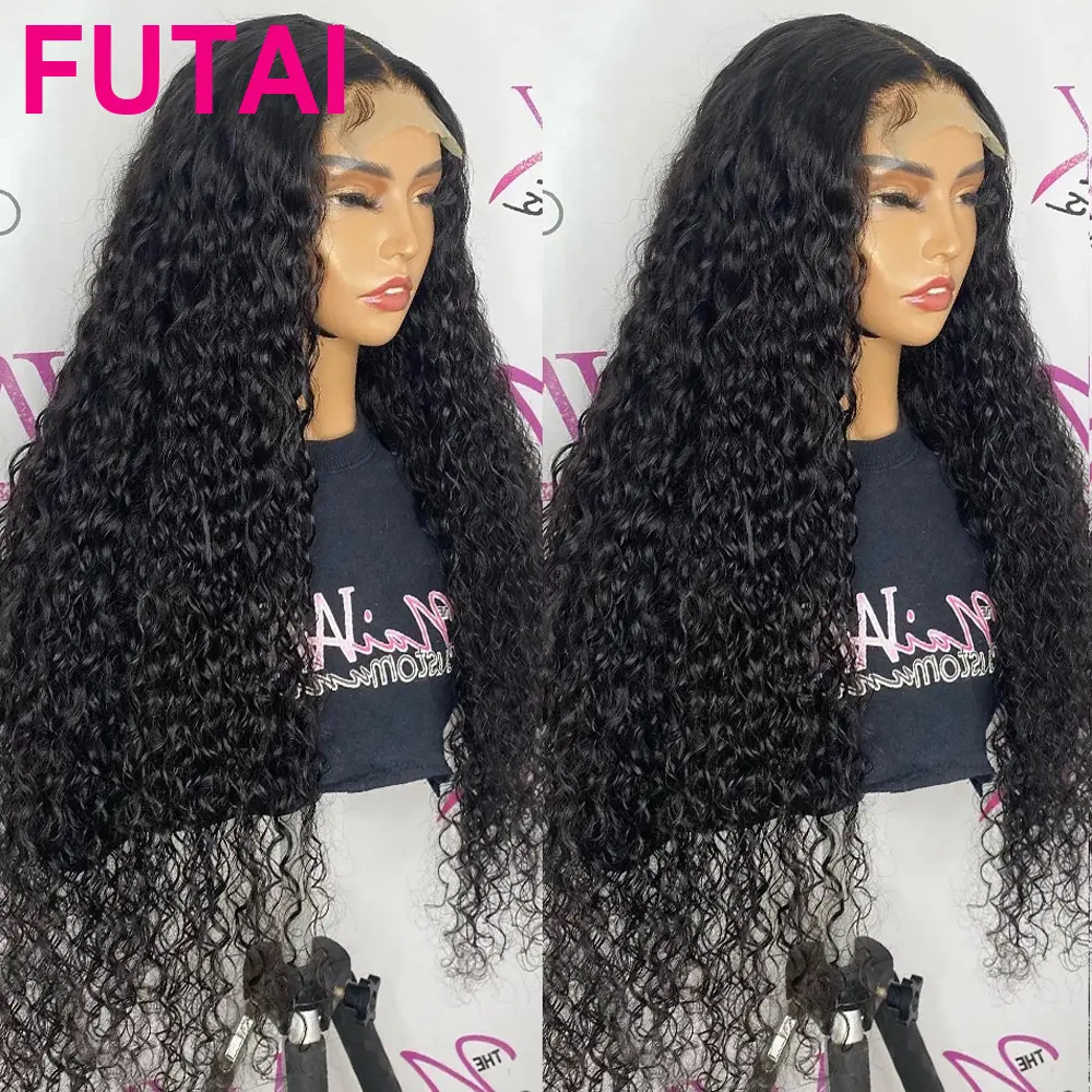 Atacado Raw Brasileiro Humano Onda Profunda Natureza glueless Transparente Lace Frontal Peruca Virgem Brasileira Lace Front Peruca De Cabelo Humano