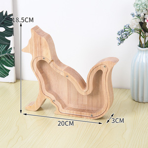 Spendere salvadanaio in legno grande legno trasparente in plastica simpatici dinosauri salvadanaio chiaro risparmio di denaro per i bambini - Product Image 5
