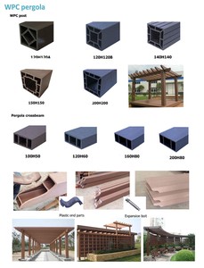 Hermosa <span class=keywords><strong>madera</strong></span> plástico compuesto pérgola poste Popular WPC decorativo Sleeper impermeable poste WPC gran Gazebo jardín pérgola conjunto - Product Image 6