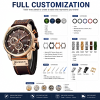 Montre chronographe à quartz pour homme Curren 8291 avec logo personnalisé, bracelet en cuir, date, style business décontracté, étanche, lumineuse, OEM ODM