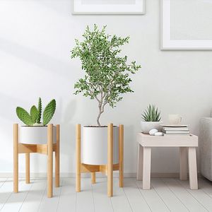 Support à plantes en bambou naturel <span class=keywords><strong>de</strong></span> style mid-century, largeur réglable, pour salon, convient aux pots <span class=keywords><strong>de</strong></span> plantes <span class=keywords><strong>de</strong></span> 8 à 12 pouces - Product Image 1